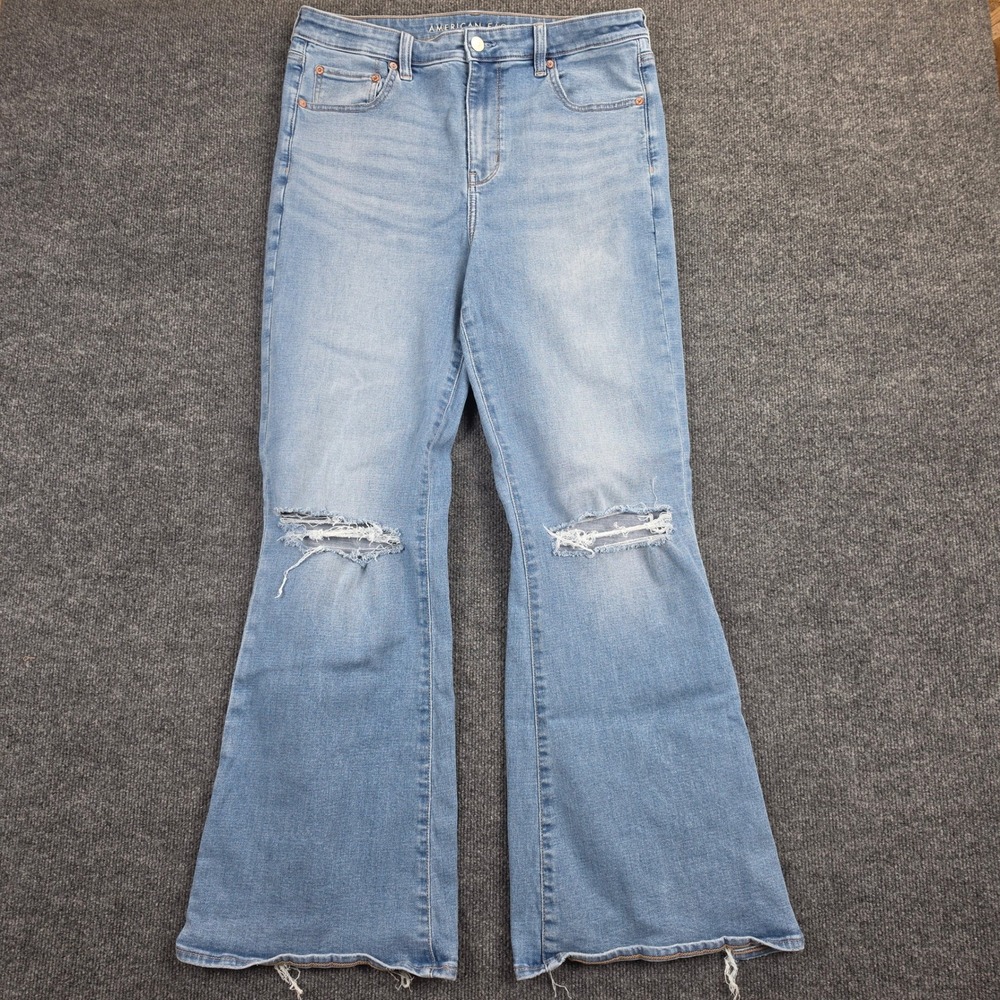 American Eagle Super High-Rise Flare Jeans Women's 14 Next Level Stretch Light
